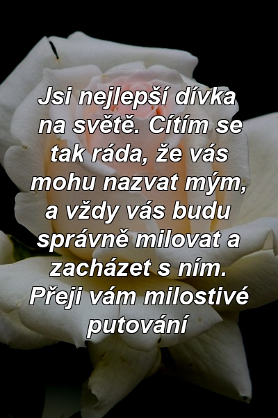 Jsi nejlepší dívka na světě. Cítím se tak ráda, že vás mohu nazvat mým, a vždy vás budu správně milovat a zacházet s ním. Přeji vám milostivé putování