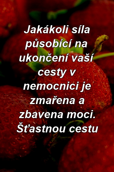 Jakákoli síla působící na ukončení vaší cesty v nemocnici je zmařena a zbavena moci. Šťastnou cestu