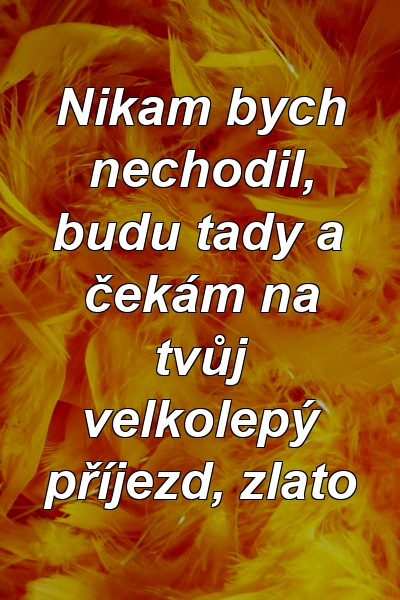 Nikam bych nechodil, budu tady a čekám na tvůj velkolepý příjezd, zlato