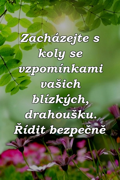 Zacházejte s koly se vzpomínkami vašich blízkých, drahoušku. Řídit bezpečně