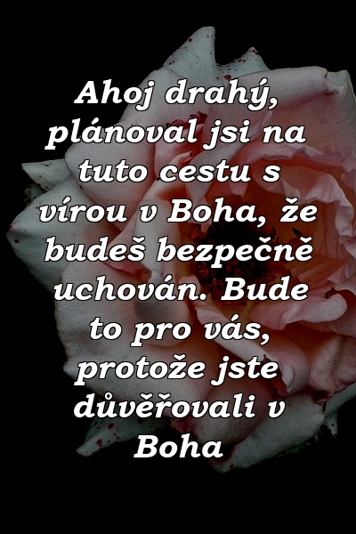 Ahoj drahý, plánoval jsi na tuto cestu s vírou v Boha, že budeš bezpečně uchován. Bude to pro vás, protože jste důvěřovali v Boha