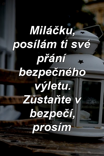 Miláčku, posílám ti své přání bezpečného výletu. Zůstaňte v bezpečí, prosím